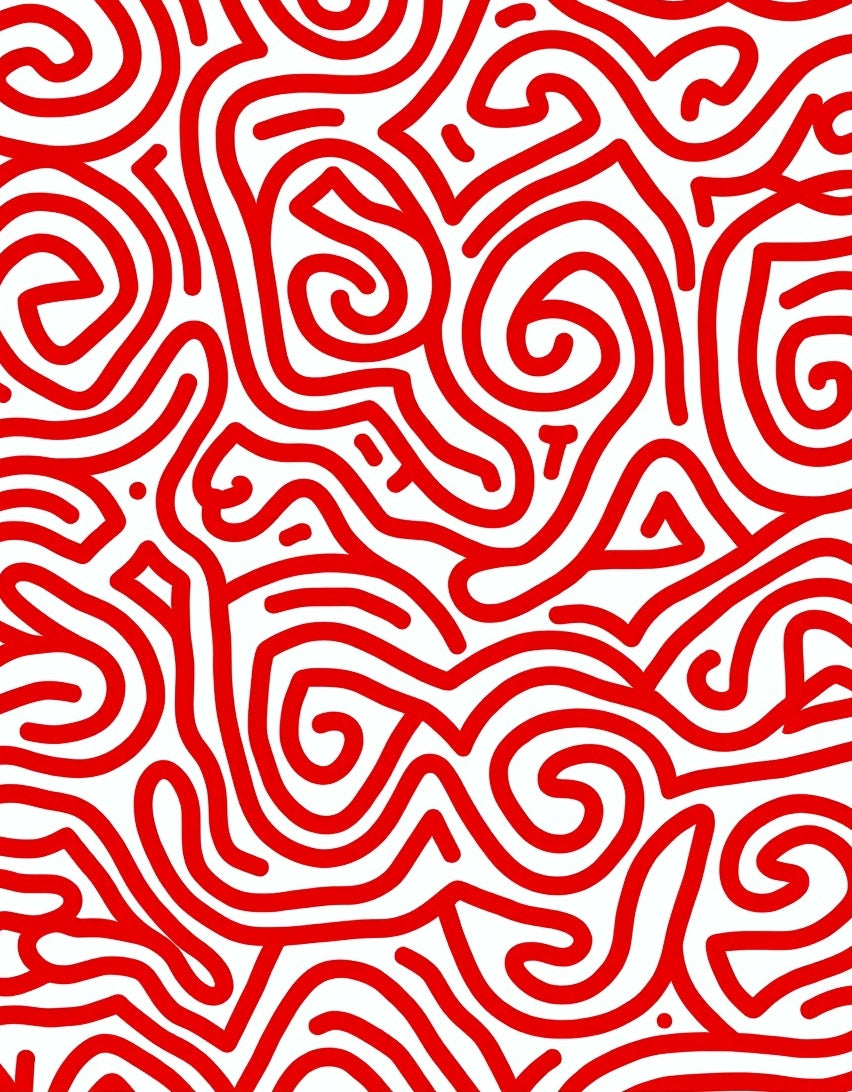 Bold Red Abstract Swirl Organic Rug
