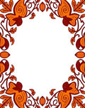 Autumnal Orange Floral Vine Border Rug