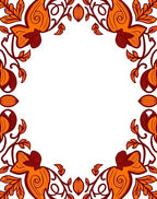 Autumnal Orange Floral Vine Border Rug