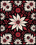 Crimson Cream Floral Garden Medallion Rug