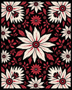 Crimson Cream Floral Garden Medallion Rug