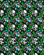 Dark Skull Floral Vine Whimsical Rug