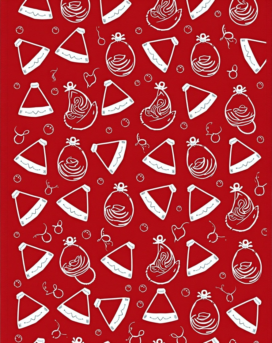 Red White Festive Holiday Ornaments Rug
