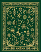 Gold Ornaments on Emerald Green Background Rug
