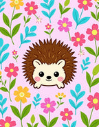 Cute Hedgehog Floral Meadow Rug