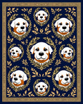 Golden Laurel Dog Portrait Navy Rug