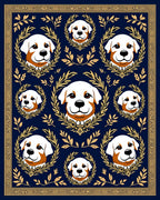 Golden Laurel Dog Portrait Navy Rug
