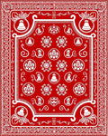 Red White Bell Floral Medallion Border Rug