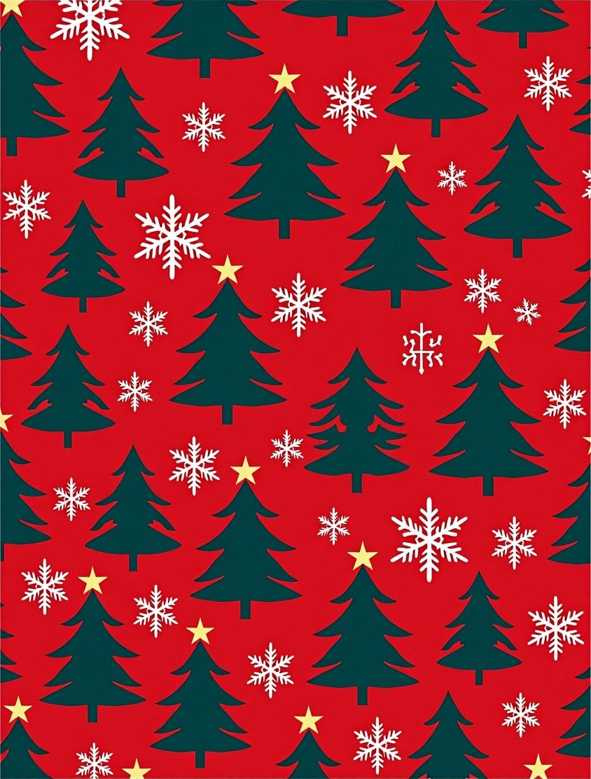 Festive Red Christmas Tree Snowflake Rug