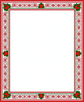 Red Green Poinsettia Christmas Border Rug