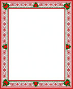 Red Green Poinsettia Christmas Border Rug