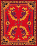 Golden Winged Sunburst Red Rug