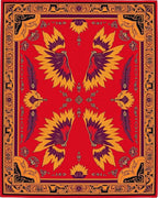 Golden Winged Sunburst Red Rug