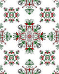 Crimson Green Floral Symmetry Rug