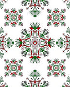 Crimson Green Floral Symmetry Rug