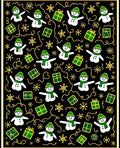 Christmas Snowman Black Green Gift Snowflake Rug