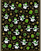 Christmas Snowman Black Green Gift Snowflake Rug