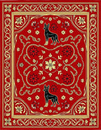 Crimson Red Dog Floral Scroll Rug