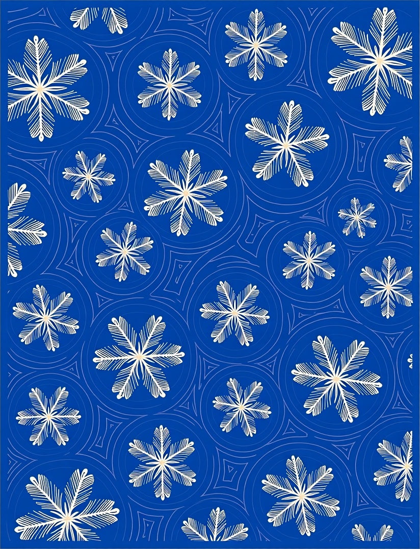 Blue White Snowflake Intricate Circles Rug