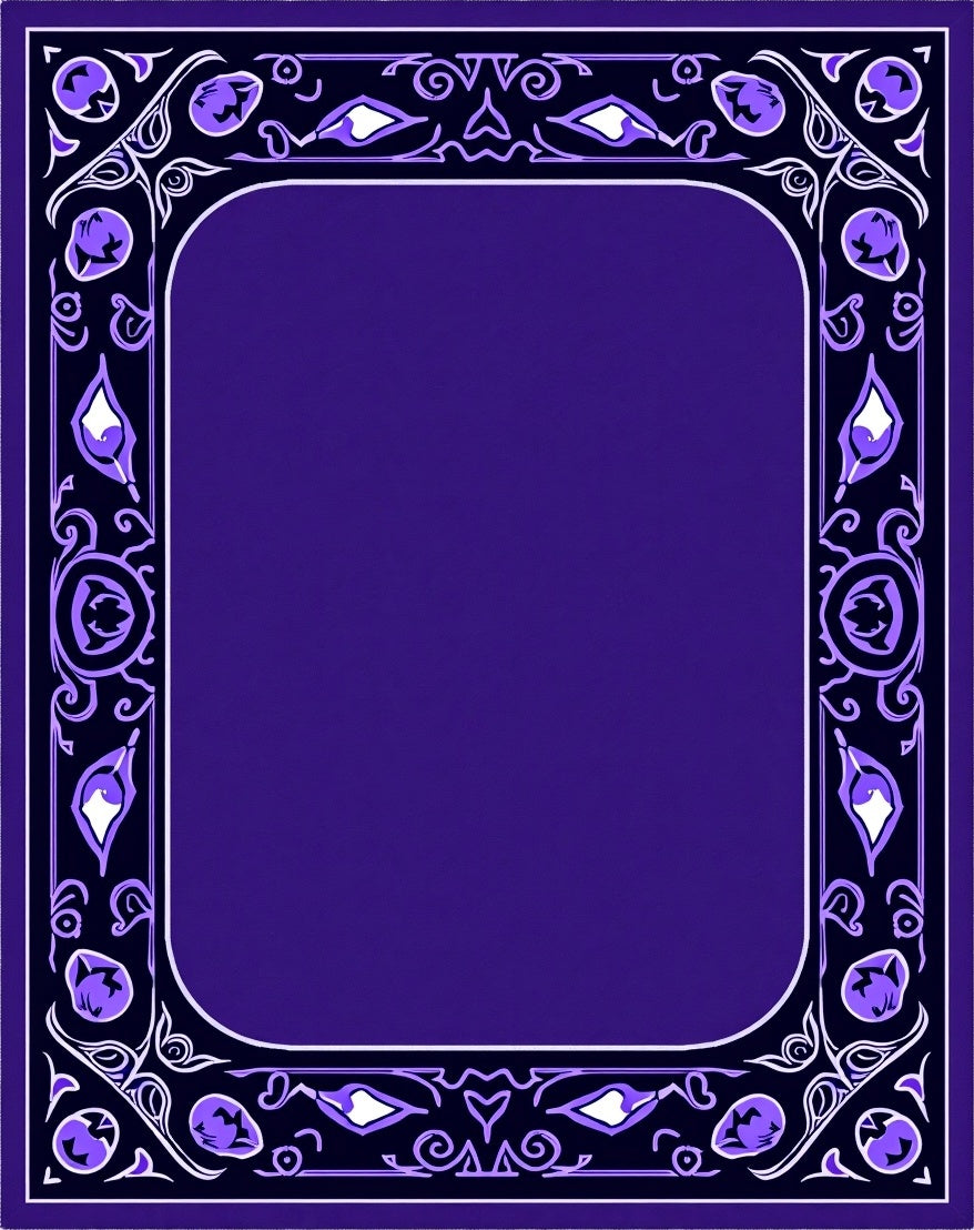 Elegant Deep Purple Floral Border Rug