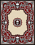 Crimson Skull Gothic Floral Border Rug