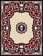 Crimson Skull Gothic Floral Border Rug