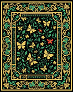 Black Yellow Green Butterfly Garden Rug