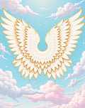 Gold Trimmed White Angelic Wings Sky Rug