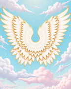 Gold Trimmed White Angelic Wings Sky Rug