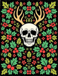 Whimsical Cranberry Skull Antler Rug