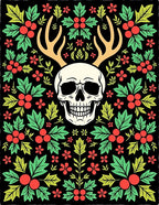 Whimsical Cranberry Skull Antler Rug