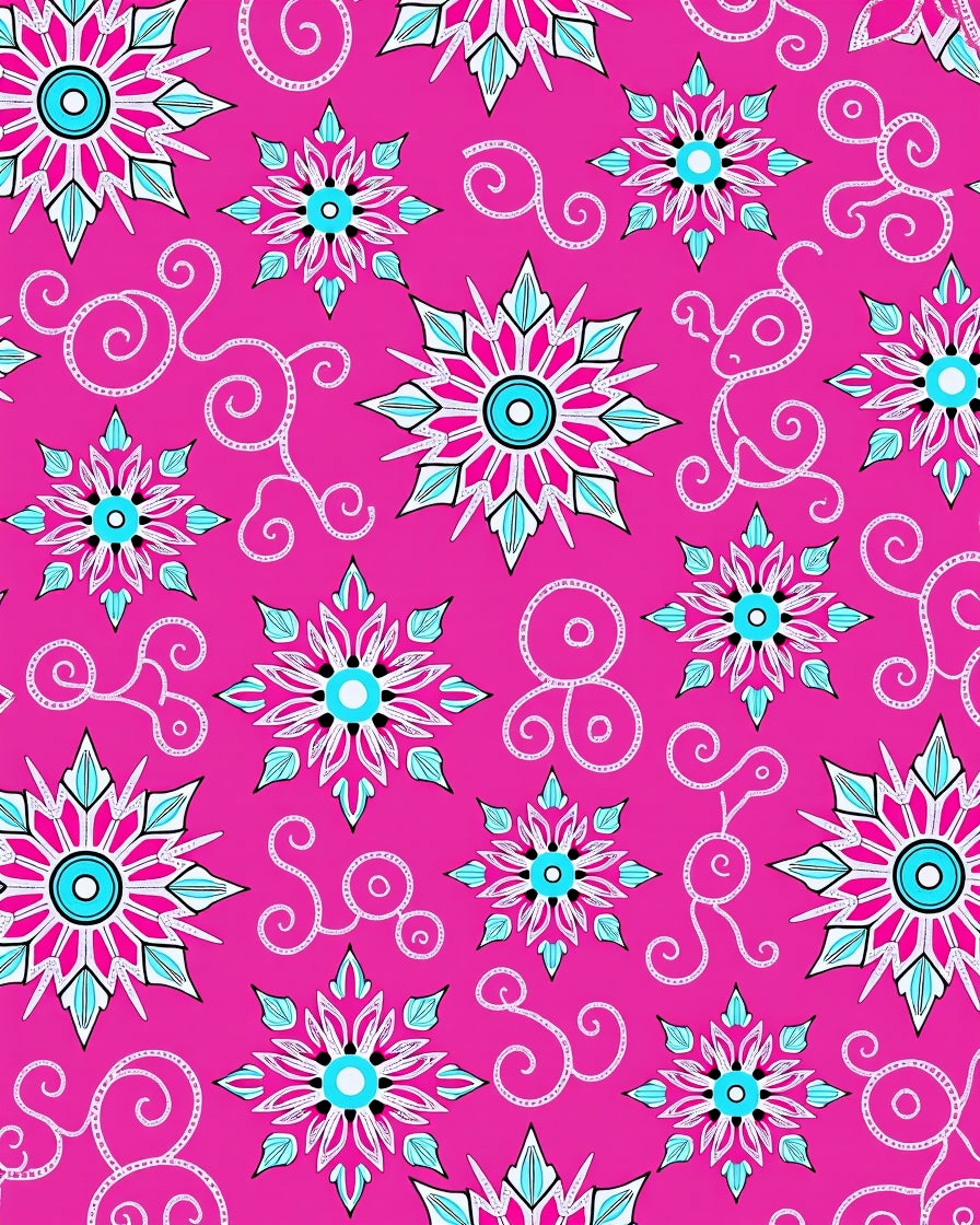 Vibrant Fuchsia Starburst Swirl Motif Rug