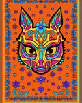 Vivid Orange Fox Floral Border Rug