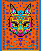 Vivid Orange Fox Floral Border Rug