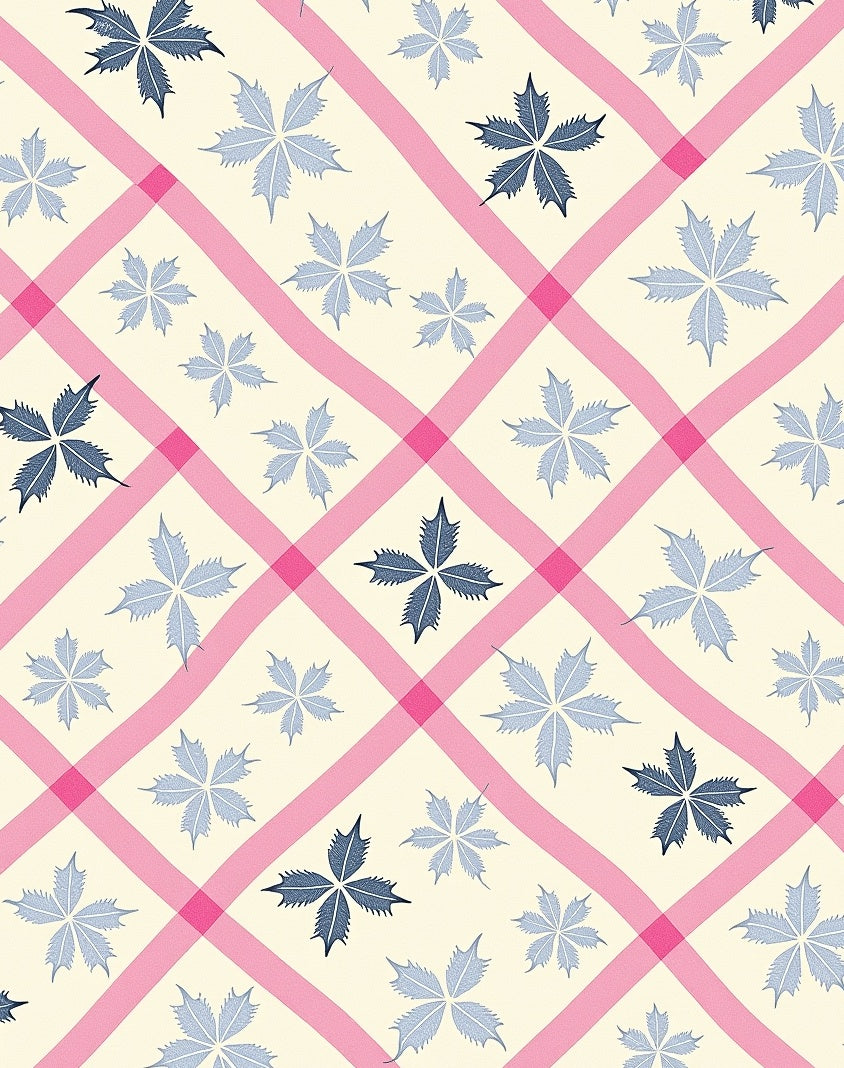Pink Striped Blue Starburst Floral Rug