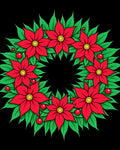 Red Poinsettia Green Leaf Wreath Rug