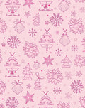 Pink Festive Christmas Trees Snowflakes Bells Rug