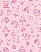 Pink Festive Christmas Trees Snowflakes Bells Rug