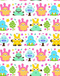 Whimsical Cartoon Creature Floral Field Rug