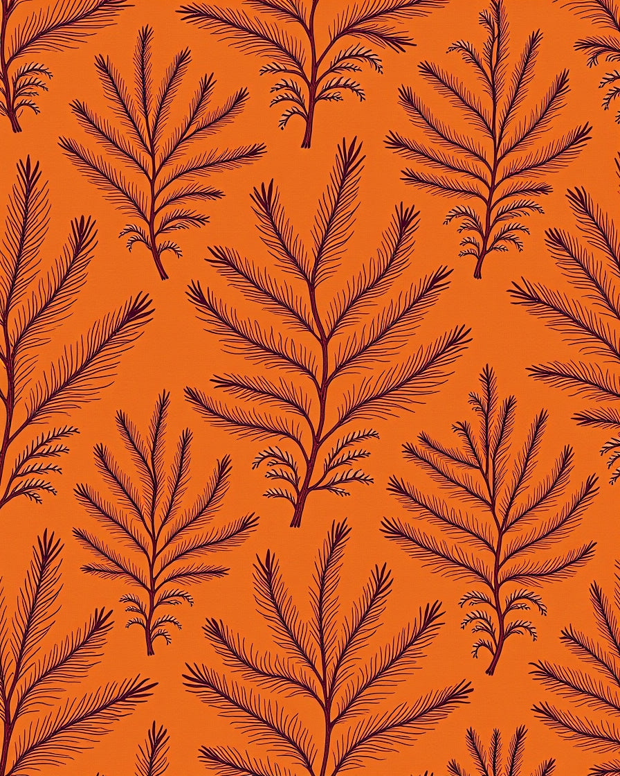 Autumn Pine Branch Repeating Pattern Rug
