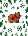 Cozy Brown Critter Winter Snowflakes Rug