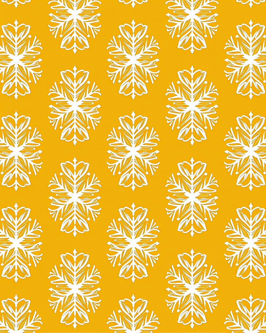 Golden White Snowflake Medallion Rug