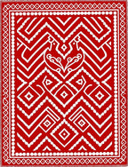 Vibrant Red Geometric Tribal Medallion Rug