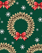Festive Green Wreath Red Bow Snowflakes Rug