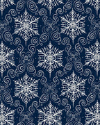 Navy Blue White Snowflake Swirls Rug