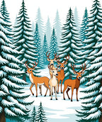 Winter Forest Deer Herd Rug