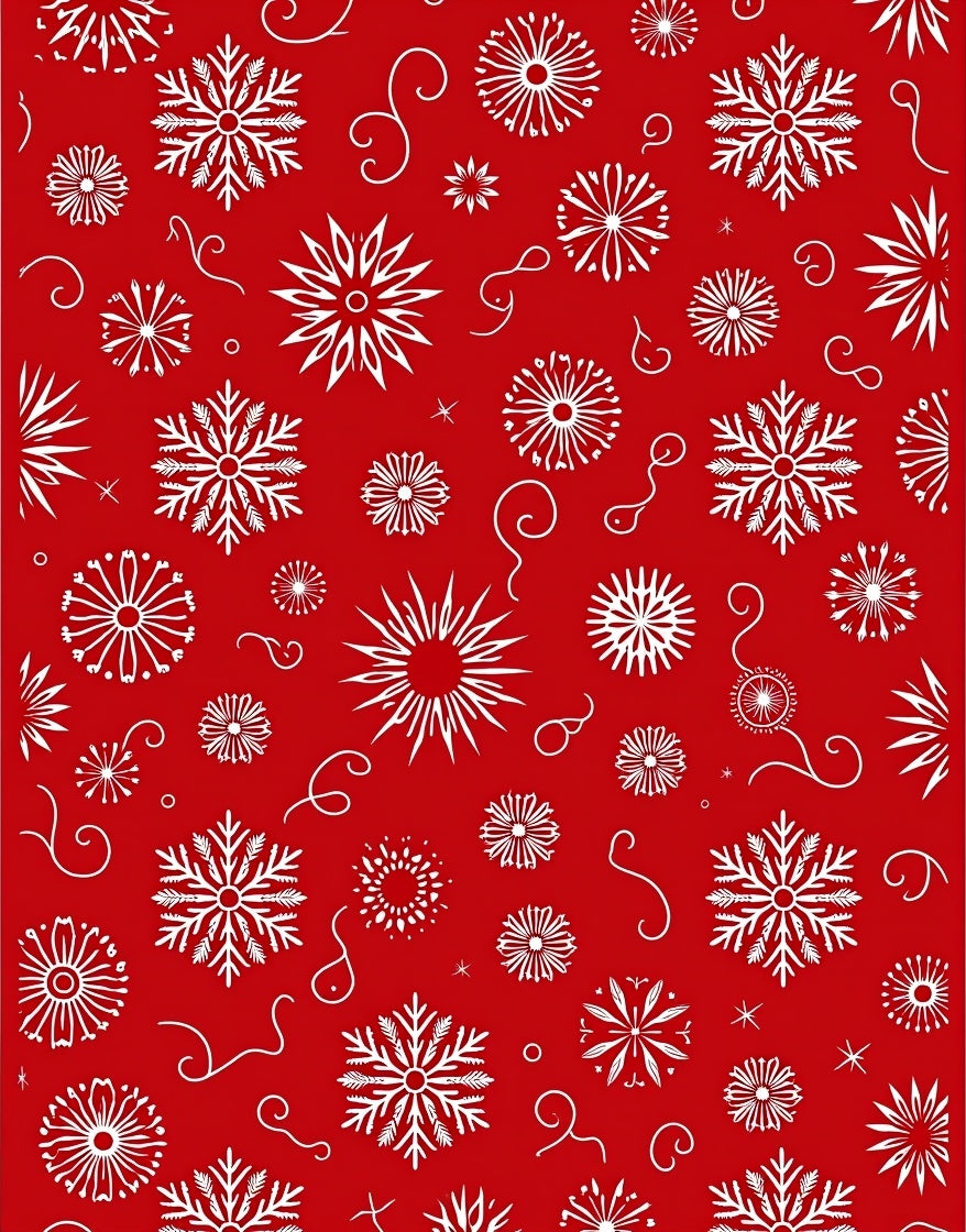 Festive Red Snowflake Cluster Rug