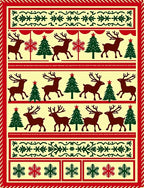 Crimson Deer And Evergreen Trees Foulard Rug