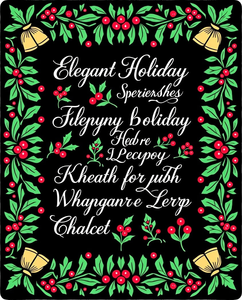 Festive Holly Berry Wreath Bells Rug