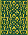 Deep Emerald Yellow Floral Damask Rug